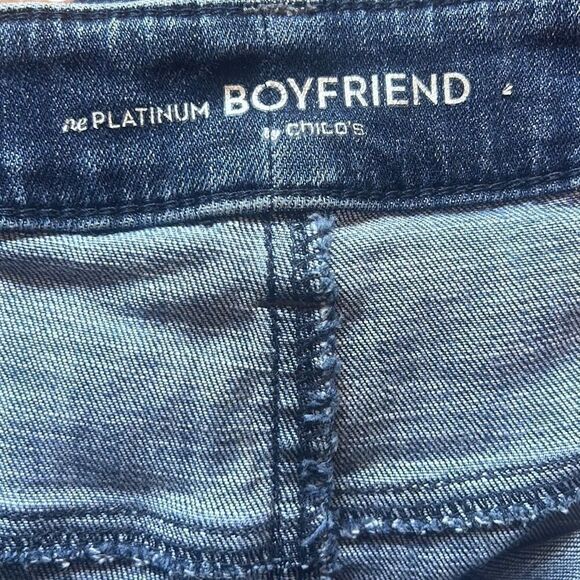 Distressed Jeans Medium Wash Sequin Patch Denim Pants Casual Everyday - Picture 5 of 7